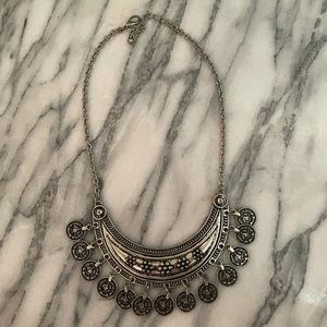 NWOT Forever 21 Tarnished Silver Statement Faux Vintage Coin Adjustable Necklace